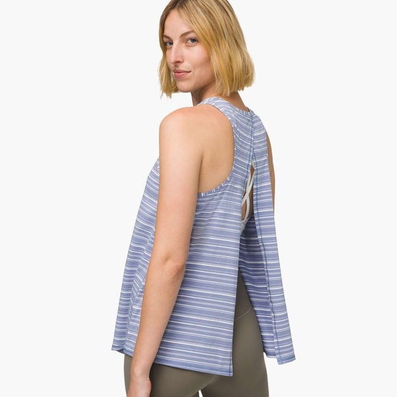 Lululemon • Blue & White Striped All Tied Up Racerback Tie Back Tank - Picture 2 of 9